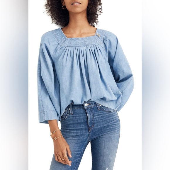 Madewell Square Neck Denim Top Size Small - Picture 1 of 11